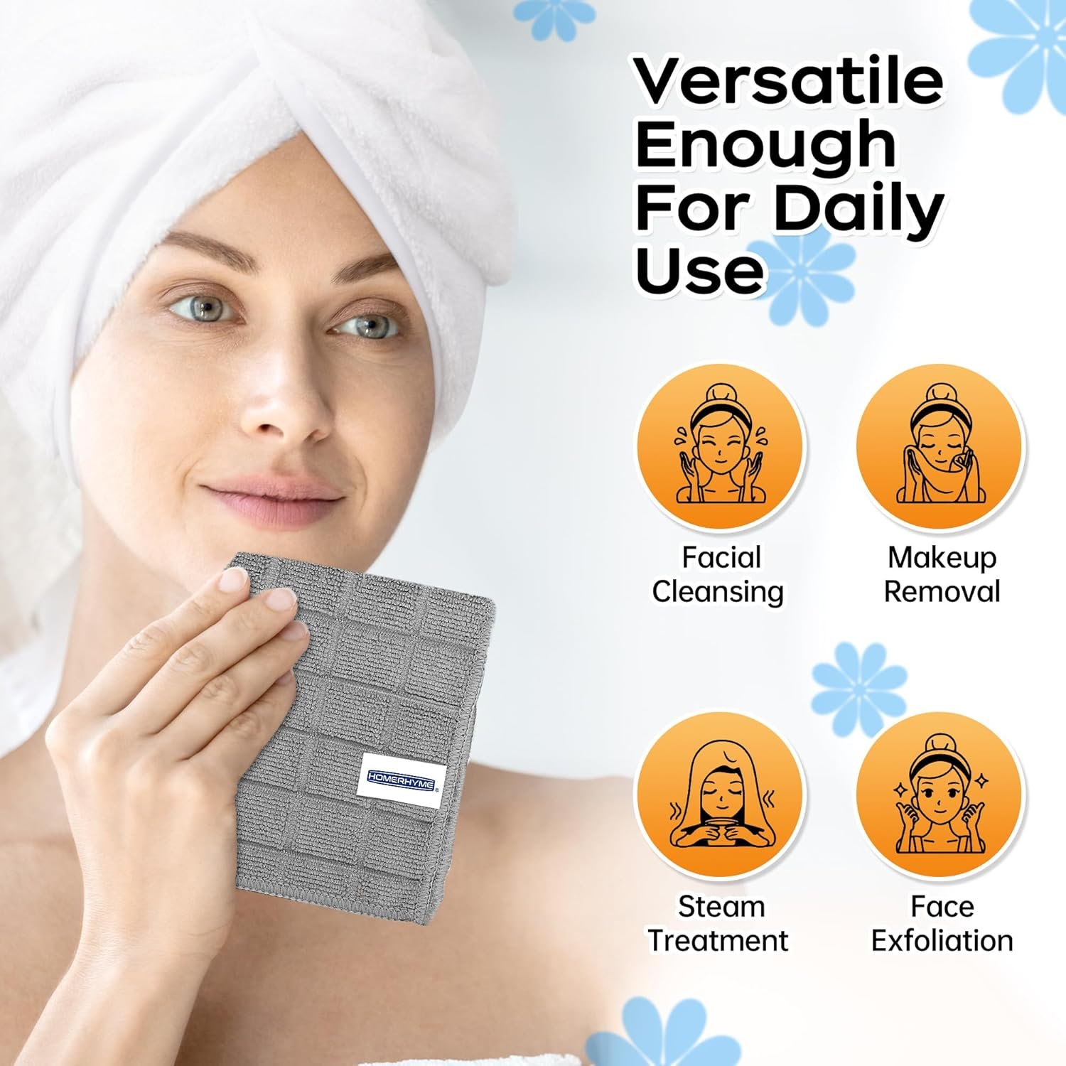 12 Pack Wash Cloths Face Towels, Soft Lint Free Quick Dry Bulk Absorbent Reusable Cleansing Cloths Hand Towels for Bathroom, Gym, Salon, Spa - 图片 4