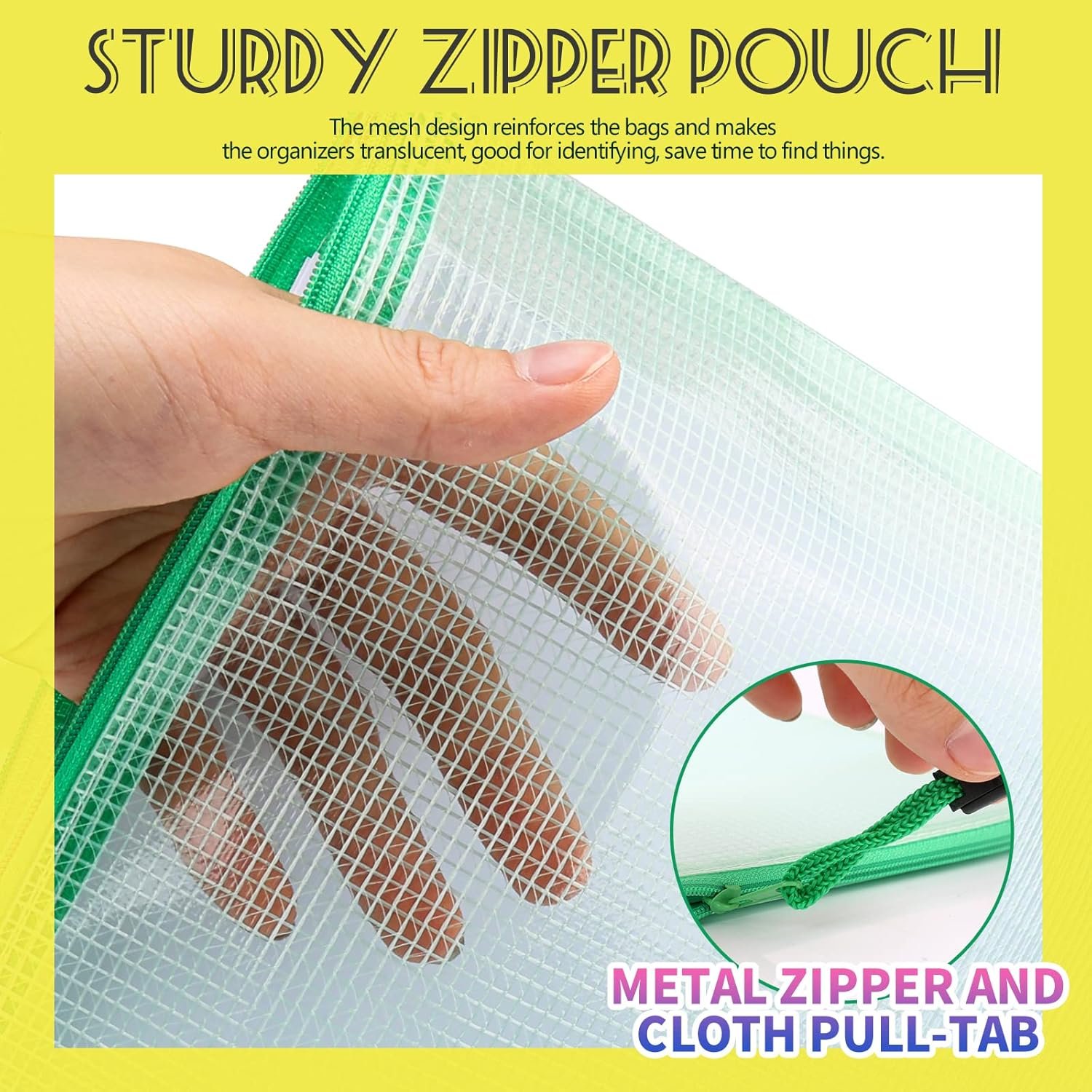 4 pcs Mesh Bags with Zipper, Storage Bags Pouch for Organization Toy Puzzles Board Game Travel - 图片 3