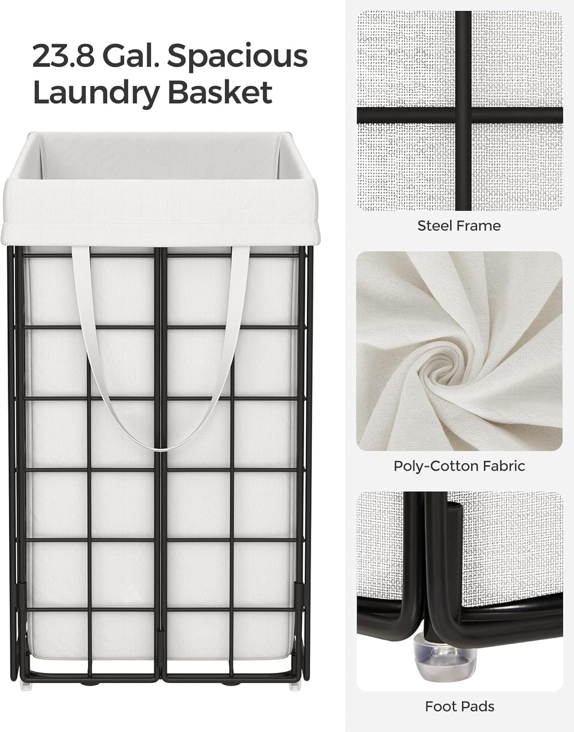 23.8 Gal. (90L) Laundry Basket, Collapsible Clothes Hamper - 图片 4
