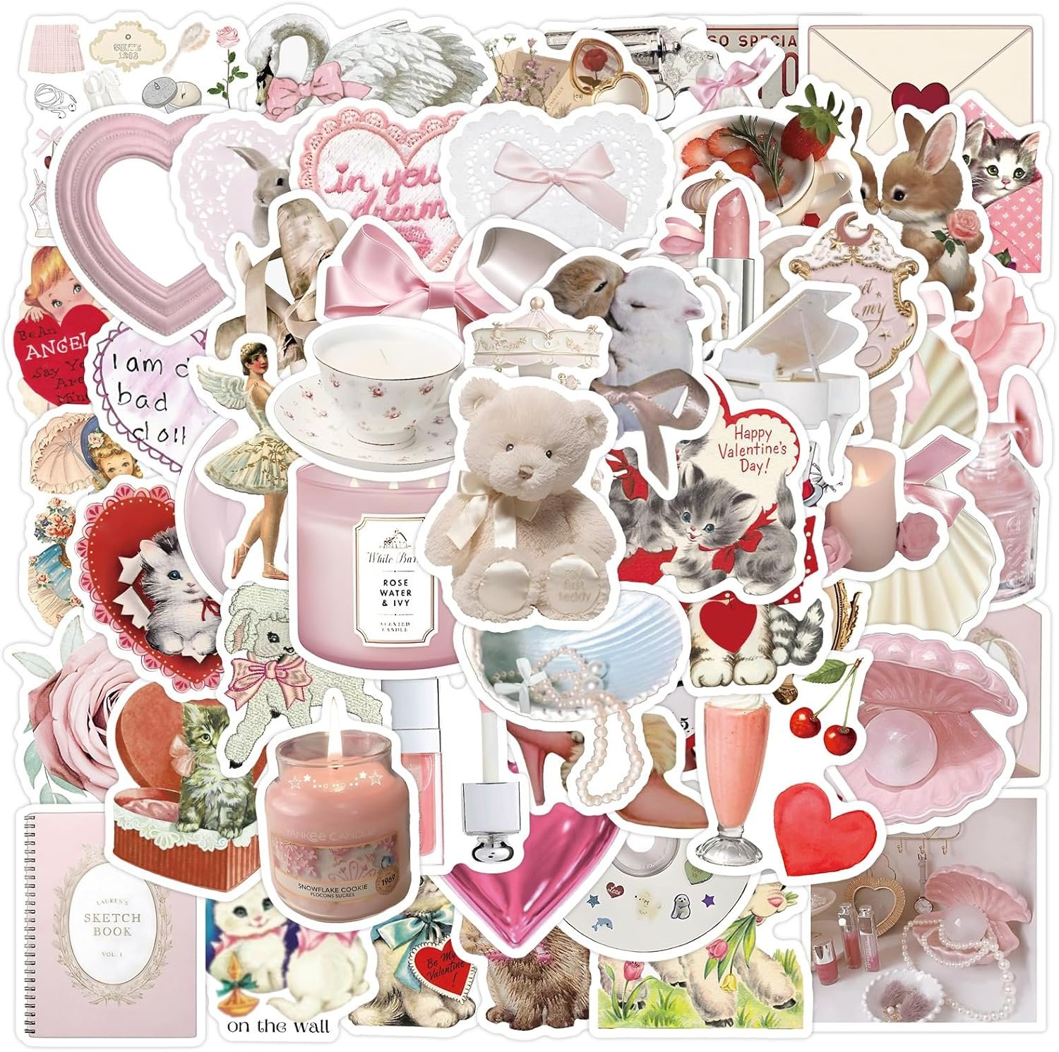 terproof Aesthetic Stickers, Pink Sticker Pack for Girls Water Bottles Laptop Computer Phone Guitar - 图片 2