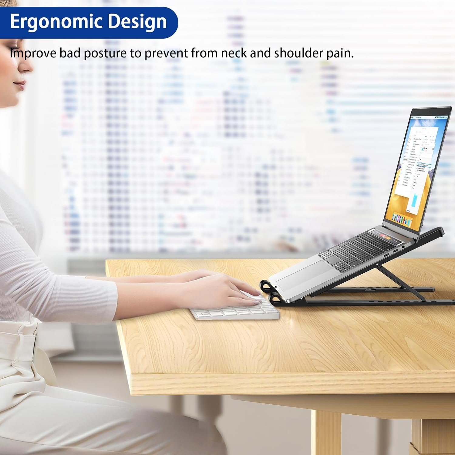 Portable and Adjustable Notebook Computer Holder Compatible with 10-14" Laptops - 图片 3