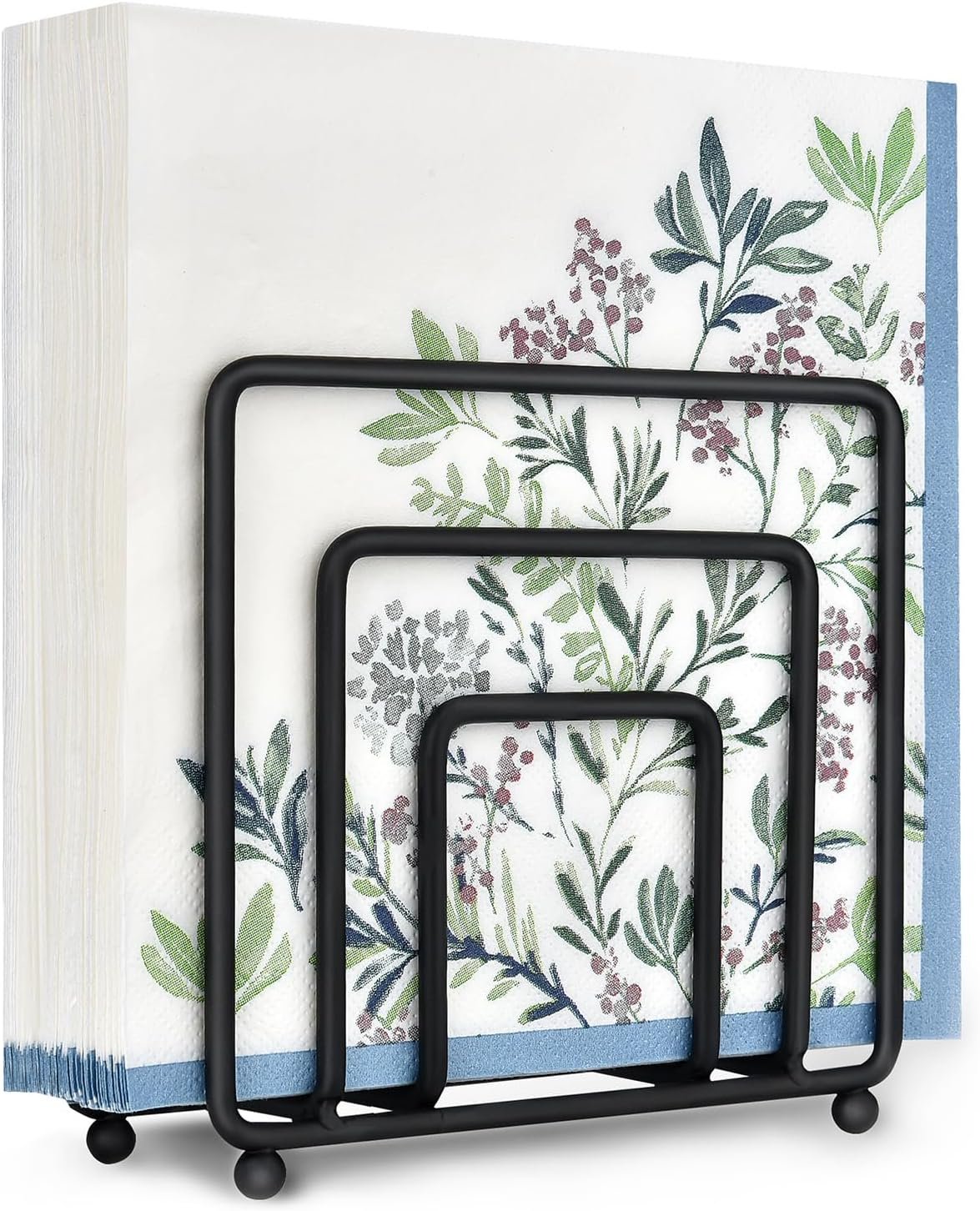 Modern Metal Black Napkin Holders for Kitchen Dining Tables & Countertops, Paper Cocktail Napkins Holder Dispenser for Indoor