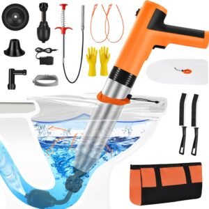 Splash-Free Unclogger with Drain Snake Auger, Plungers for Bathroom Heavy Duty, Versatile Air Blaster Unclogger Kit