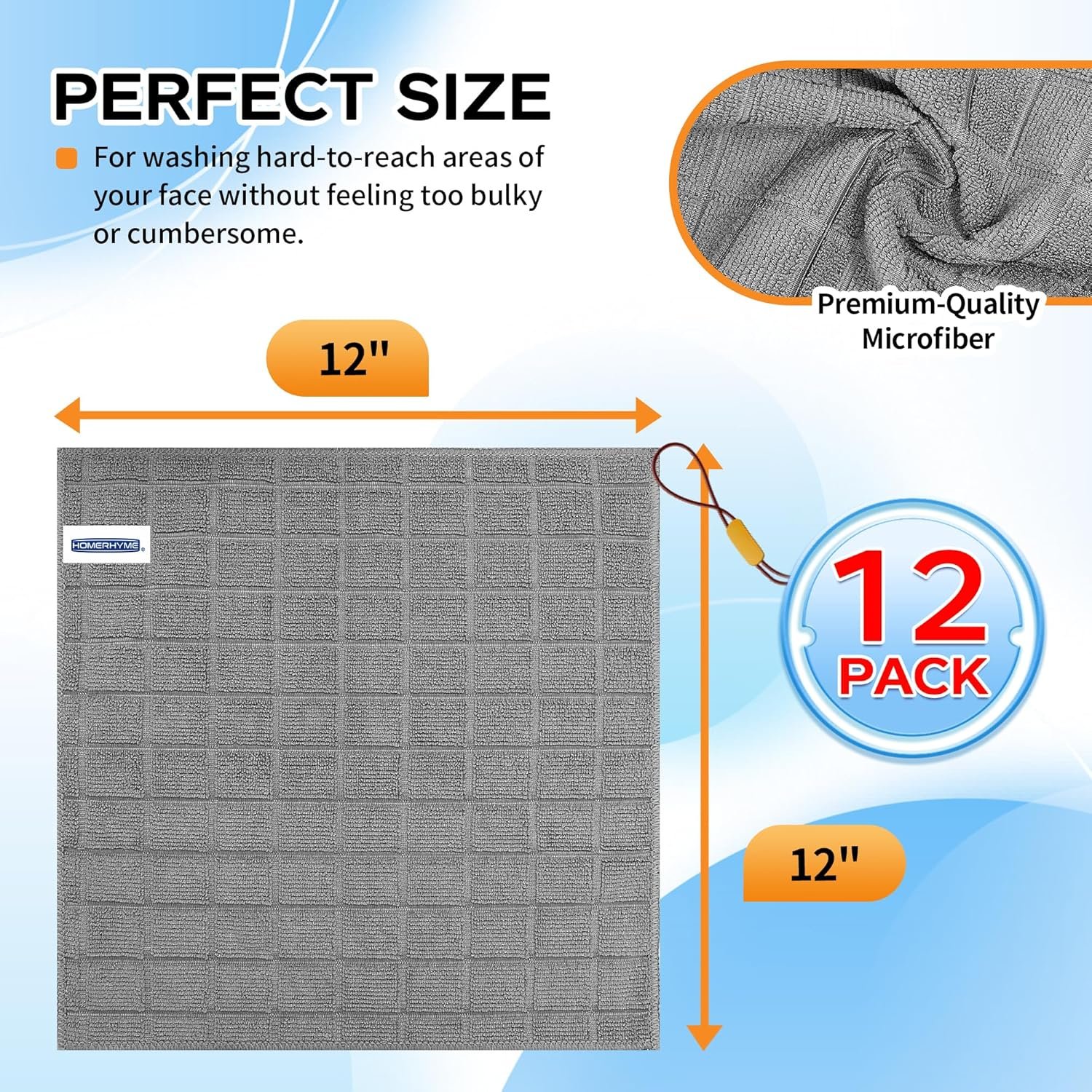 12 Pack Wash Cloths Face Towels, Soft Lint Free Quick Dry Bulk Absorbent Reusable Cleansing Cloths Hand Towels for Bathroom, Gym, Salon, Spa - 图片 3